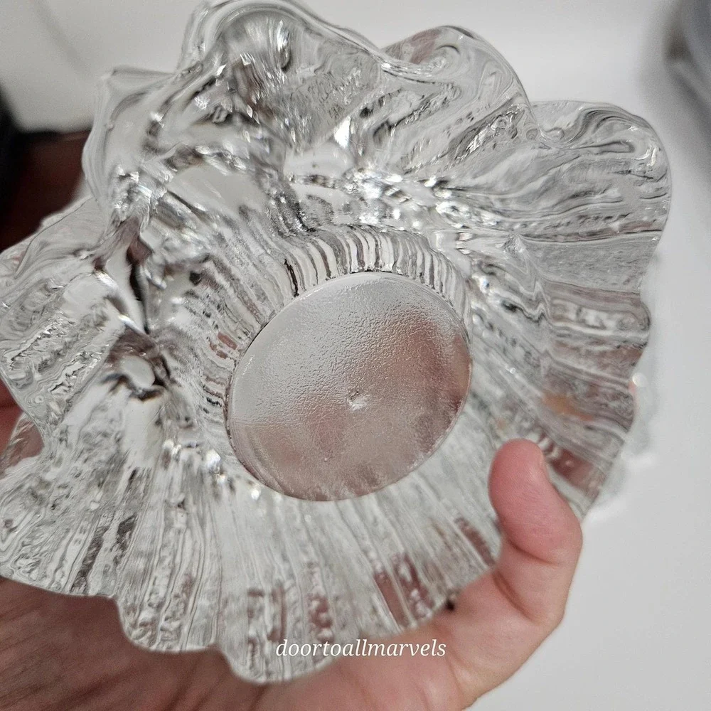 VTG Sweden Nybro Volcano Crystal Clear Tealight Candle Holders Heavy